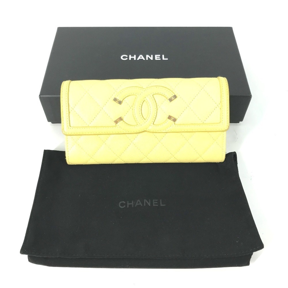 CHANEL Authentic Yellow Caviar Leather Logo Wallet - Picture 16 of 16